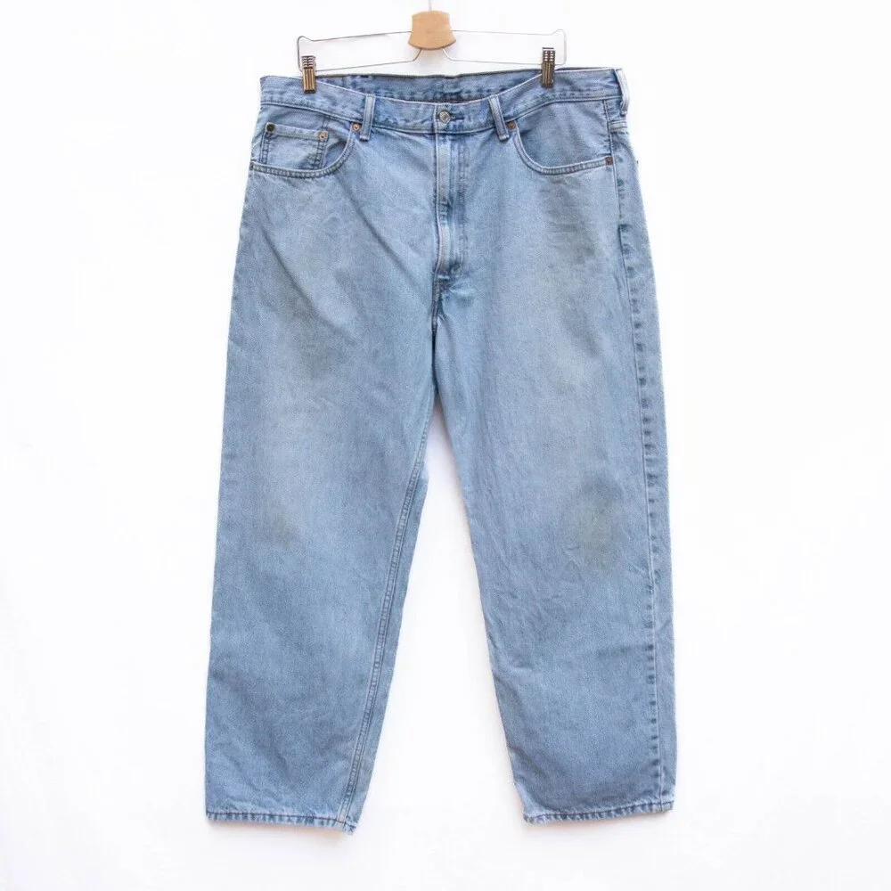 Levis Jeans Mens 40x30 Blue 550 Relaxed Straight American Light Wash Denim